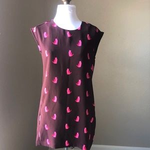 ANN TAYLOR LOFT Shift Dress w/Pink Cat Print